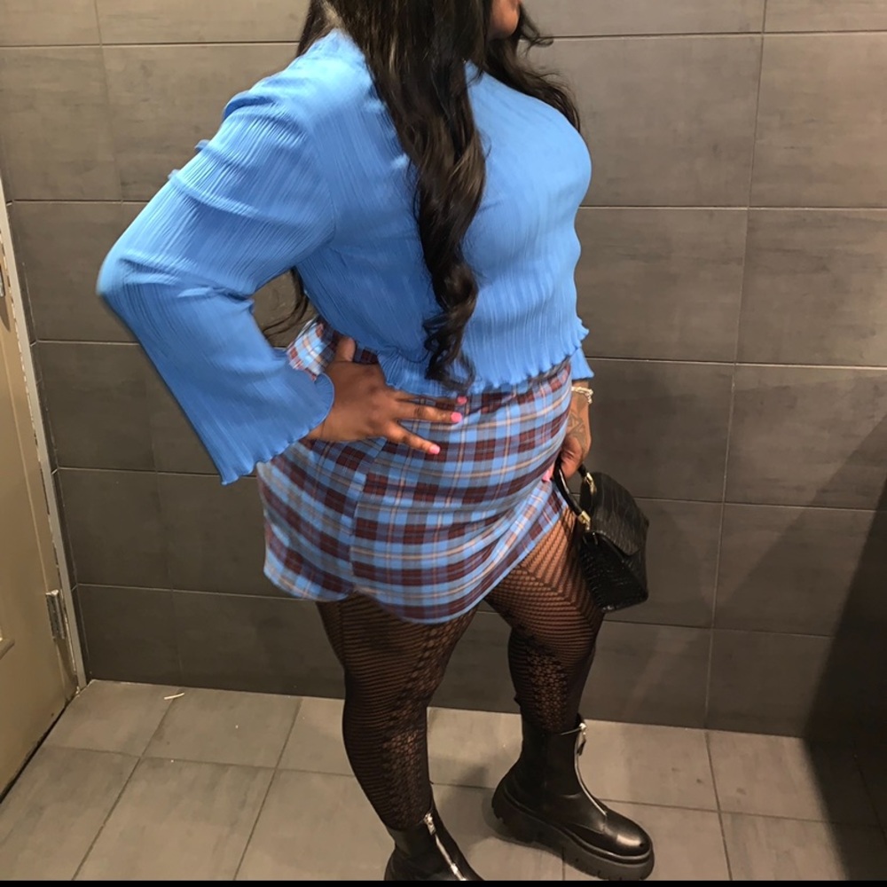 Blue brunch outfit
